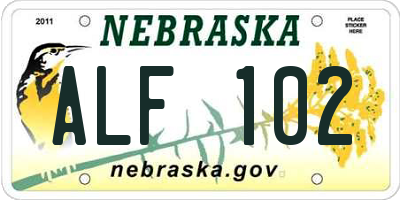 NE license plate ALF102