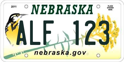 NE license plate ALF123