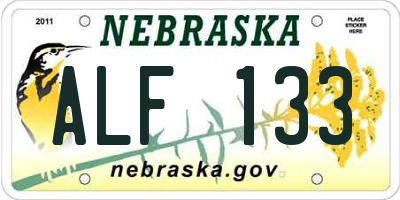 NE license plate ALF133