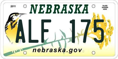 NE license plate ALF175