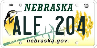 NE license plate ALF204