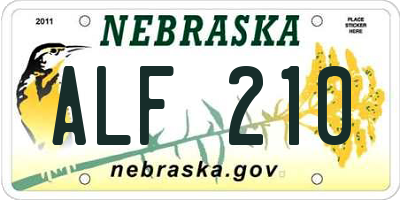 NE license plate ALF210