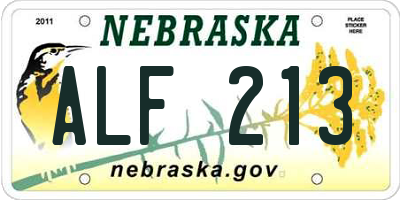 NE license plate ALF213