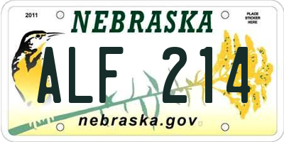 NE license plate ALF214