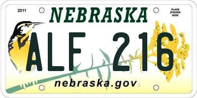 NE license plate ALF216