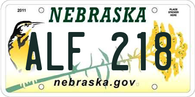 NE license plate ALF218