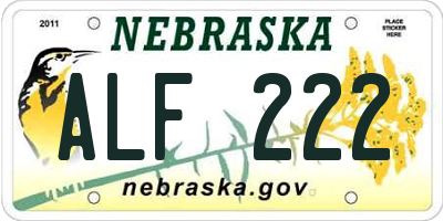 NE license plate ALF222