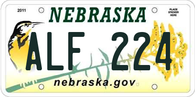 NE license plate ALF224