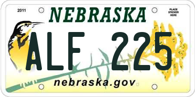 NE license plate ALF225