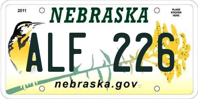 NE license plate ALF226