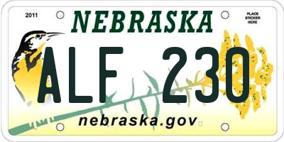 NE license plate ALF230