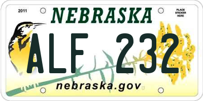 NE license plate ALF232