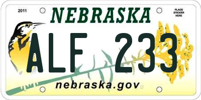 NE license plate ALF233