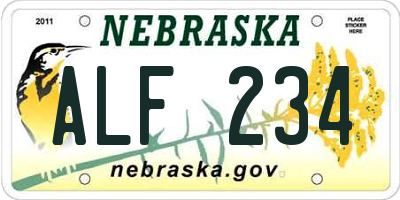 NE license plate ALF234