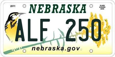 NE license plate ALF250