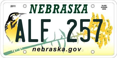 NE license plate ALF257