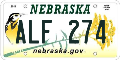 NE license plate ALF274