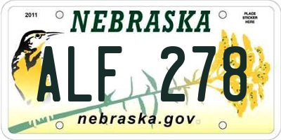 NE license plate ALF278