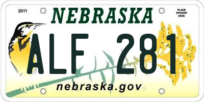 NE license plate ALF281