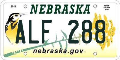NE license plate ALF288