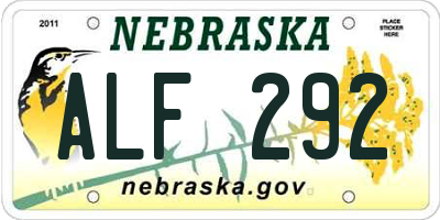 NE license plate ALF292