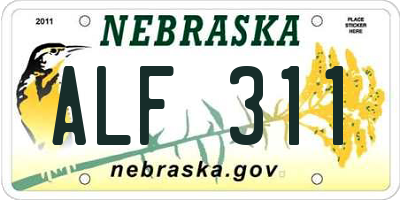 NE license plate ALF311