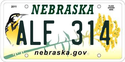 NE license plate ALF314