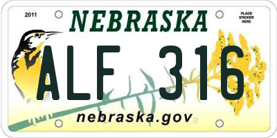 NE license plate ALF316