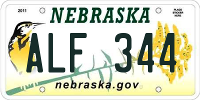 NE license plate ALF344