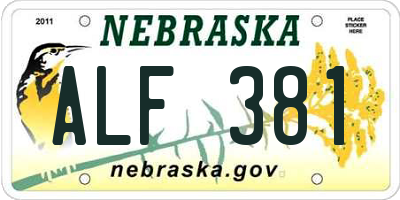 NE license plate ALF381