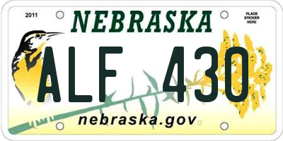 NE license plate ALF430