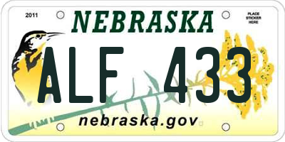 NE license plate ALF433
