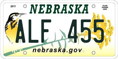 NE license plate ALF455