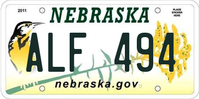 NE license plate ALF494