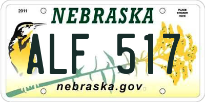 NE license plate ALF517