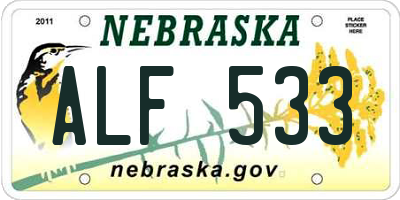 NE license plate ALF533