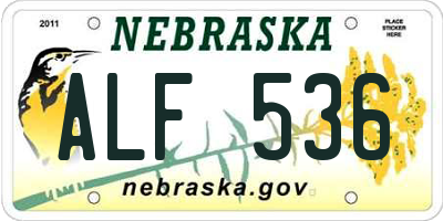 NE license plate ALF536