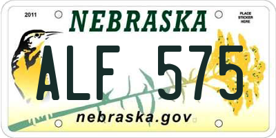 NE license plate ALF575