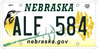 NE license plate ALF584
