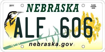 NE license plate ALF606