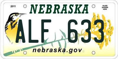 NE license plate ALF633
