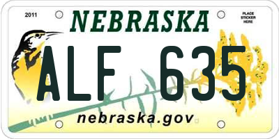 NE license plate ALF635