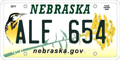 NE license plate ALF654