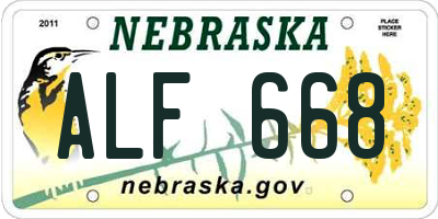 NE license plate ALF668