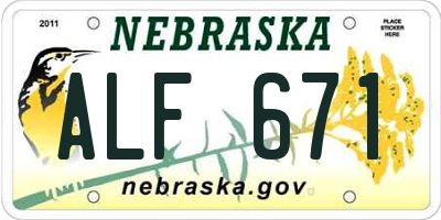NE license plate ALF671