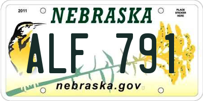 NE license plate ALF791