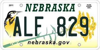 NE license plate ALF829