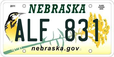 NE license plate ALF831