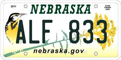 NE license plate ALF833