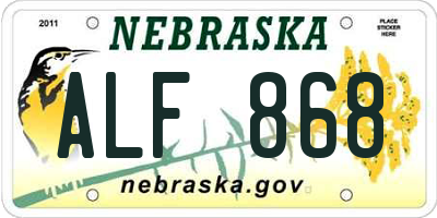 NE license plate ALF868